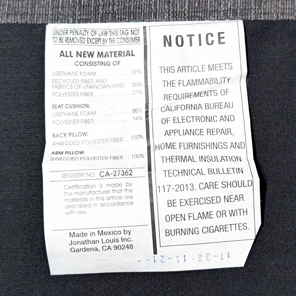 Jonathan Louis Gray Fabric Sectional Sofa with Chaise - Comfortable & Spacious