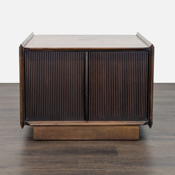 Mid-century Lane walnut cabinet with clean lines and minimalist 1960s design style.