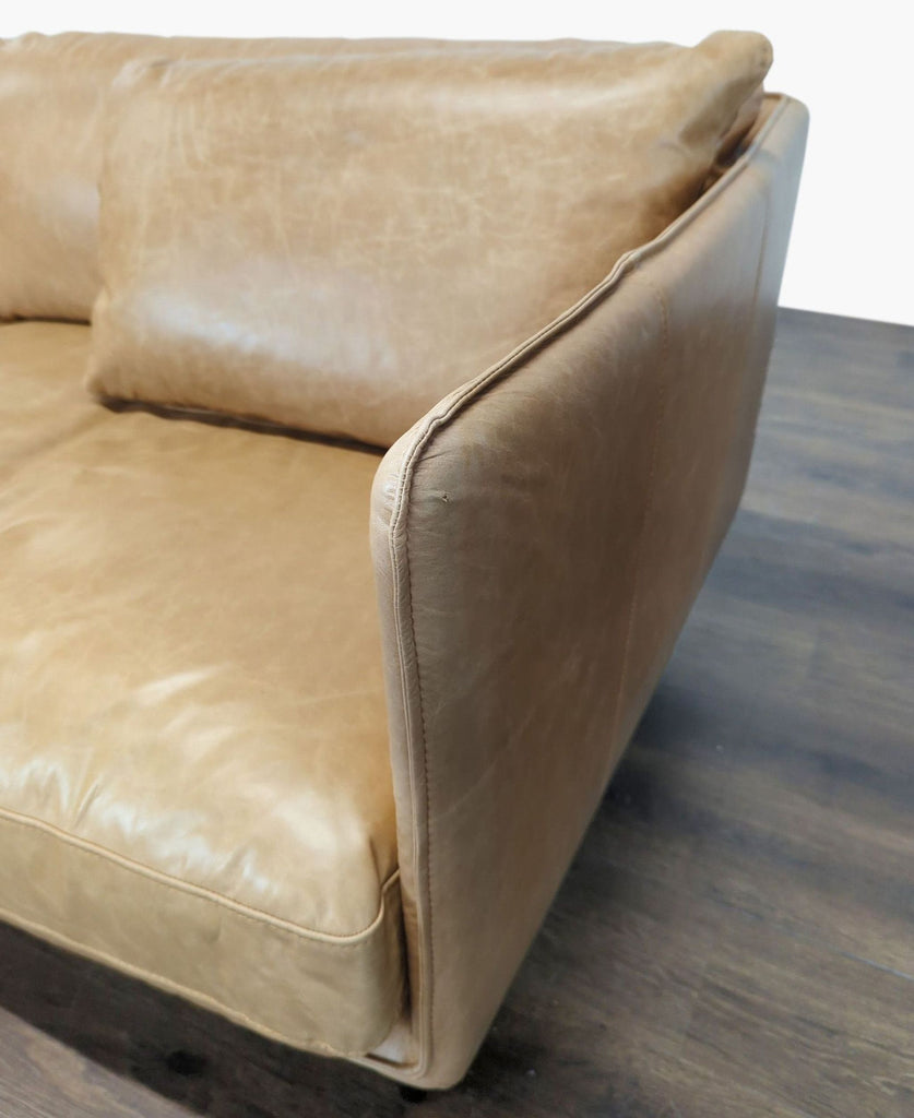 Crate & Barrel Wells 3-Seat Tan Leather Sofa – Modern and Comfortable