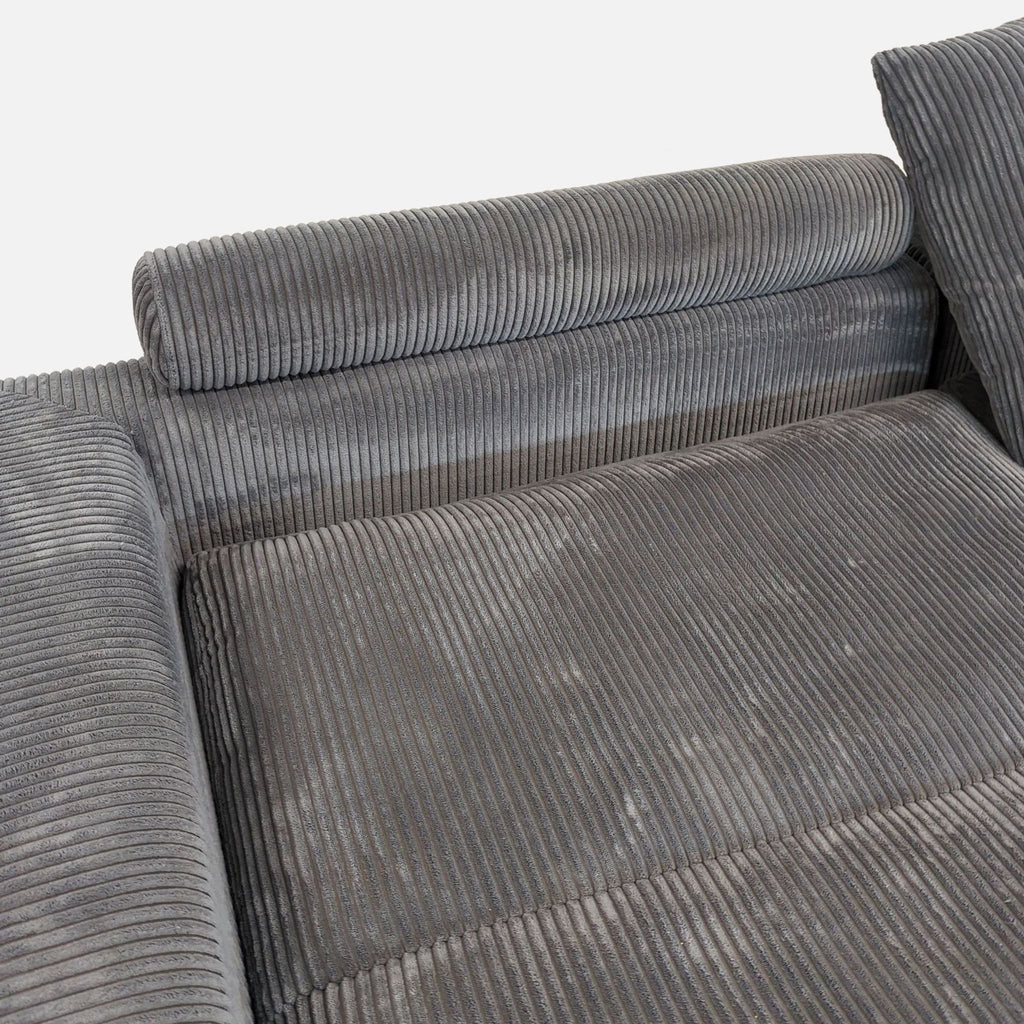 OAH Furniture 3-Seat Modular Gray Chenille Sectional Sofa