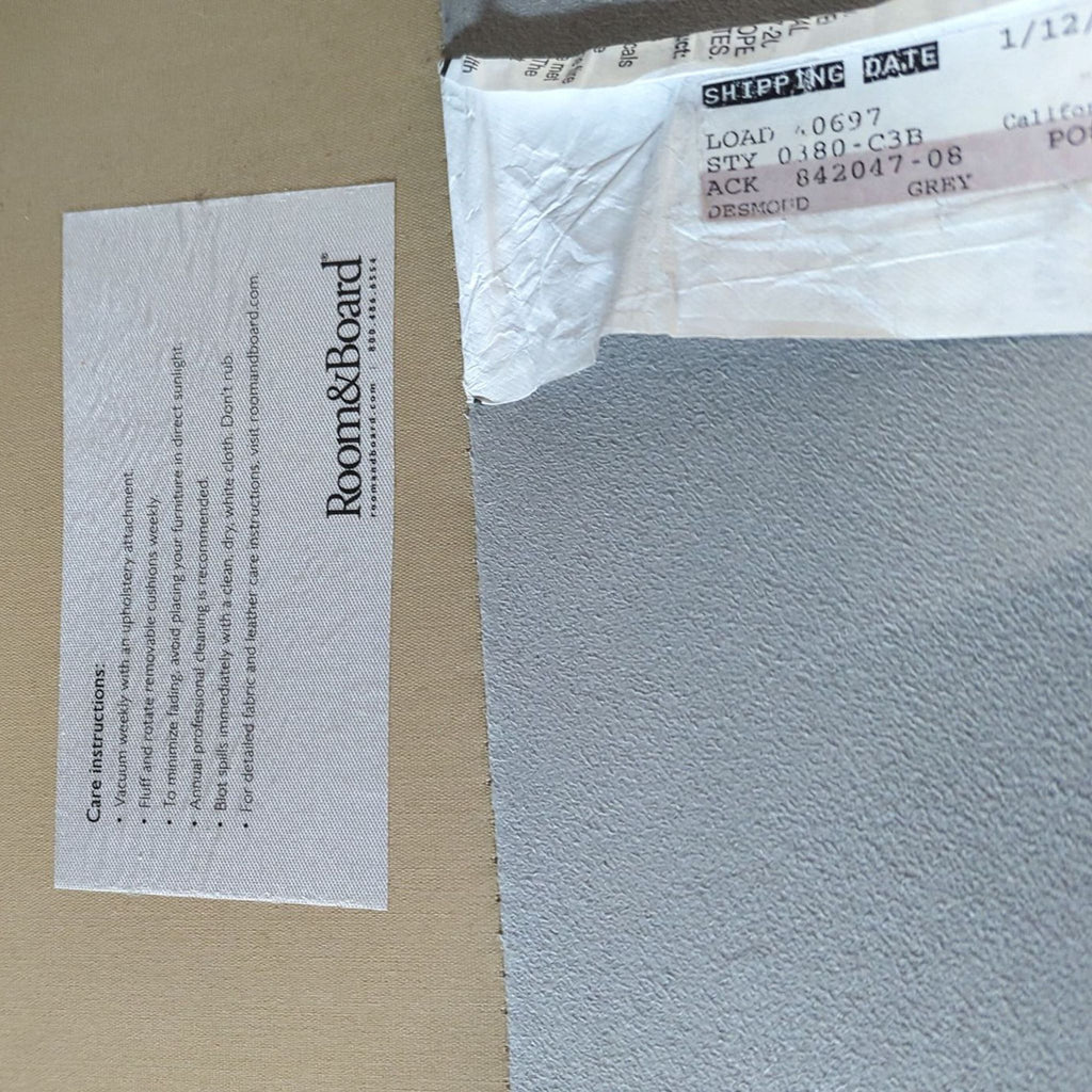 Room and Board Metro Gray Sectional Sofa with Chaise