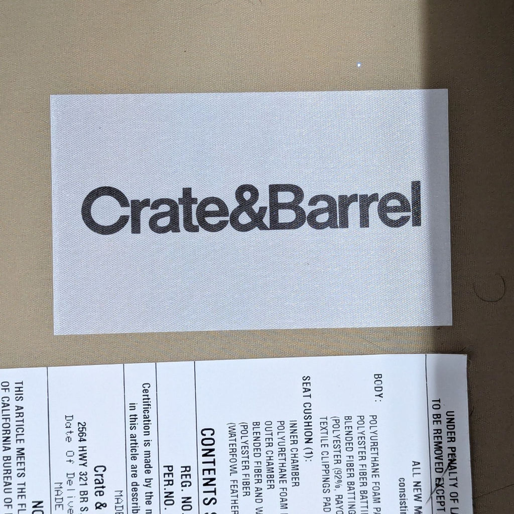 Crate and Barrel Magritte Modern Beige Loveseat with Removable Cushions