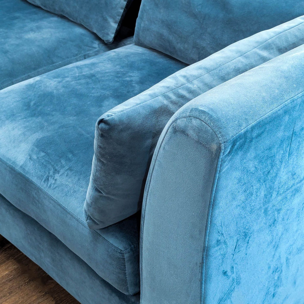 Chic Home Guison Modern Blue Velvet Sectional Sofa with Gold Legs