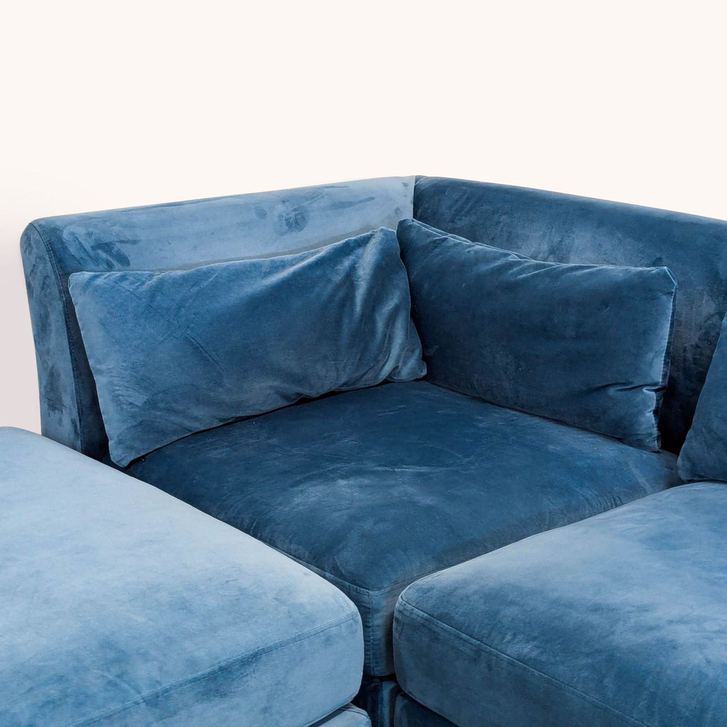 Chic Home Guison Modern Blue Velvet Sectional Sofa with Gold Legs
