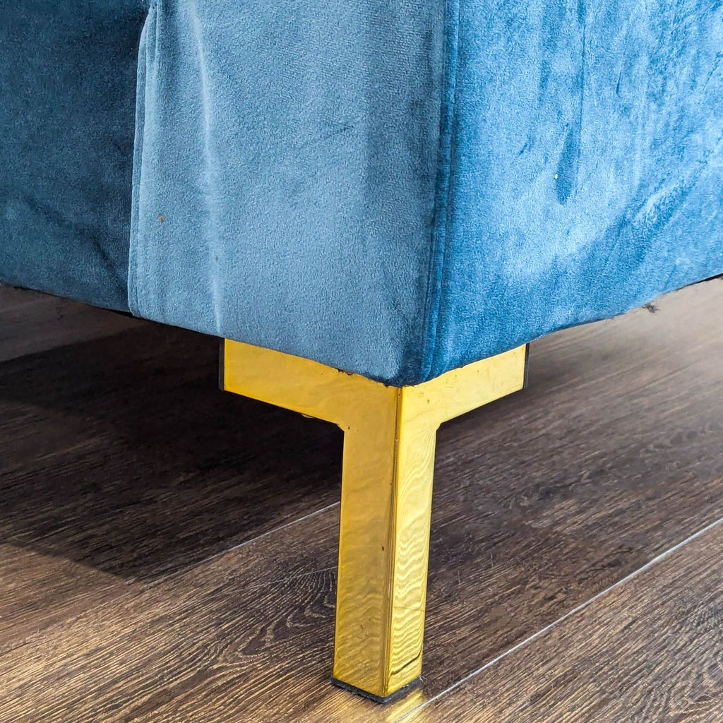 Chic Home Guison Modern Blue Velvet Sectional Sofa with Gold Legs