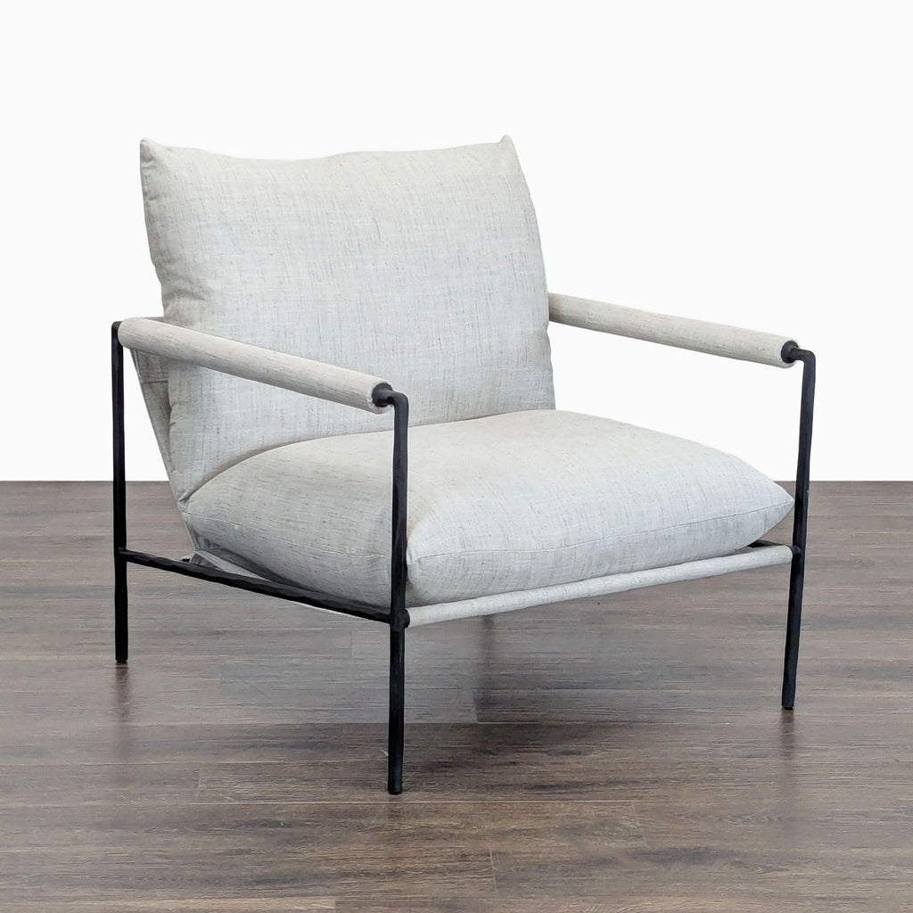 Crate and Barrel Valle Modern Lounge Chair with Black Metal Frame