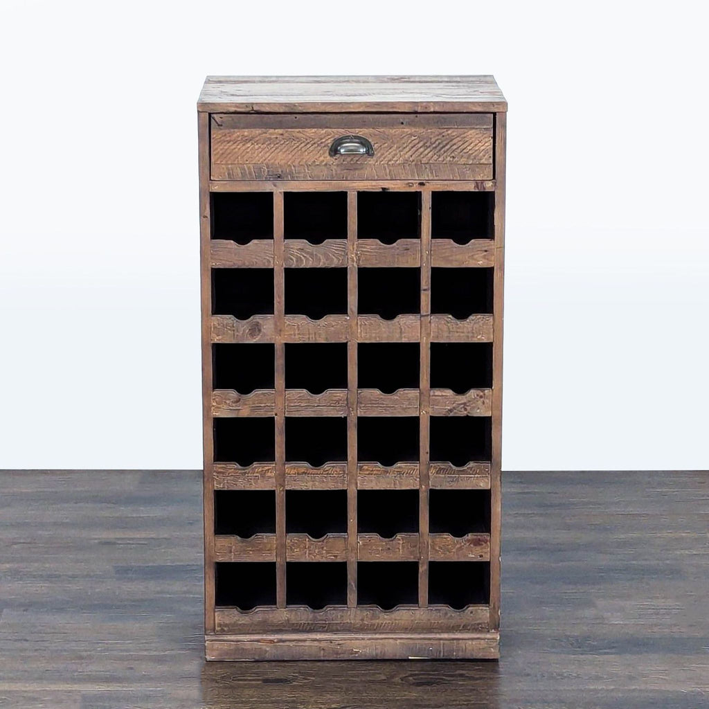 Pottery Barn reclaimed wood wine rack with drawer, holds 24 bottles, in the Other category.  
