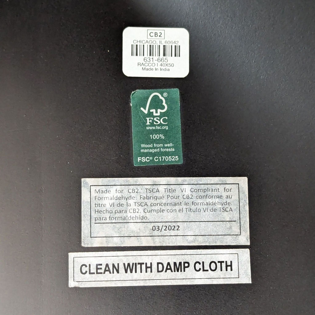 CB2 Racco I Modern Geometric Black Wall Art Panel