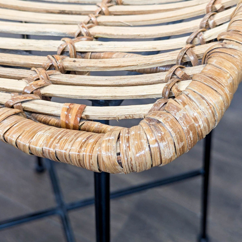 Woven Rattan and Metal Counter Stool