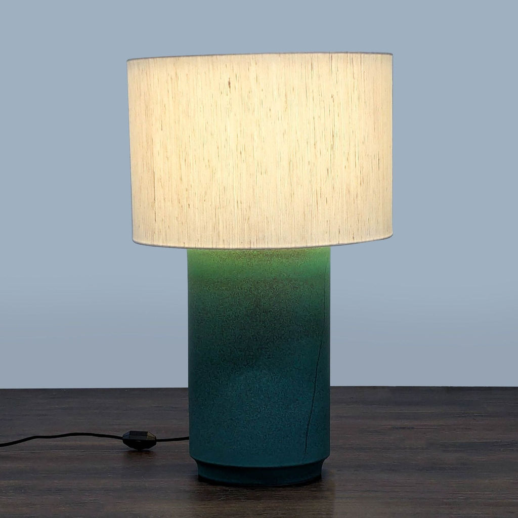 CB2 Rosalind Modern Table Lamp with White Shade and Green Gradient Base