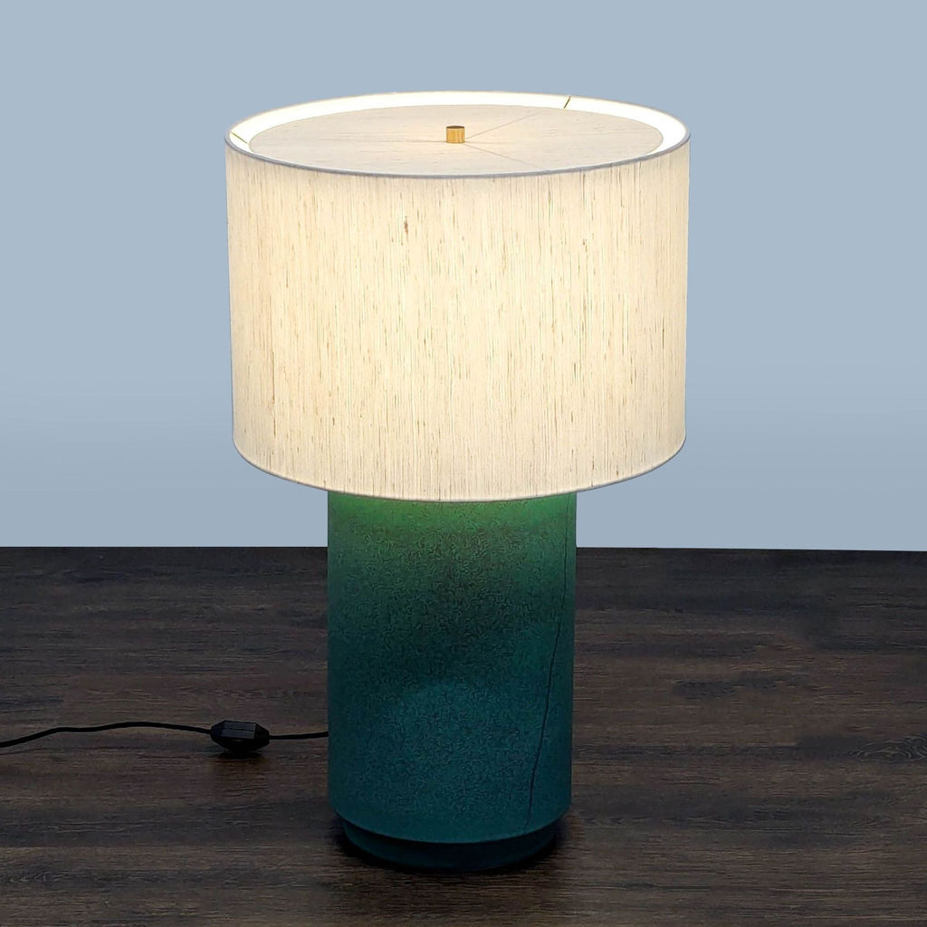 CB2 Rosalind Modern Table Lamp with White Shade and Green Gradient Base
