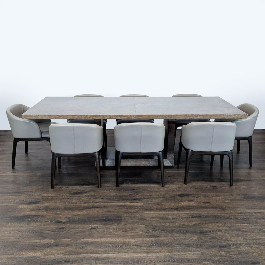 Moniker Home Modern Extendable Dining Table  with  8 Restoration Hardware Leather Chairs - Accepted Offer (25.51% discount)