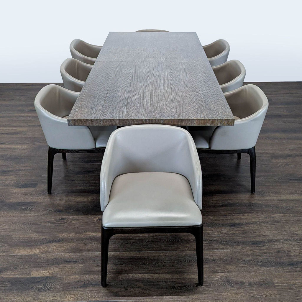 Moniker Home Modern Extendable Dining Table  with  8 Restoration Hardware Leather Chairs - Accepted Offer (25.51% discount)
