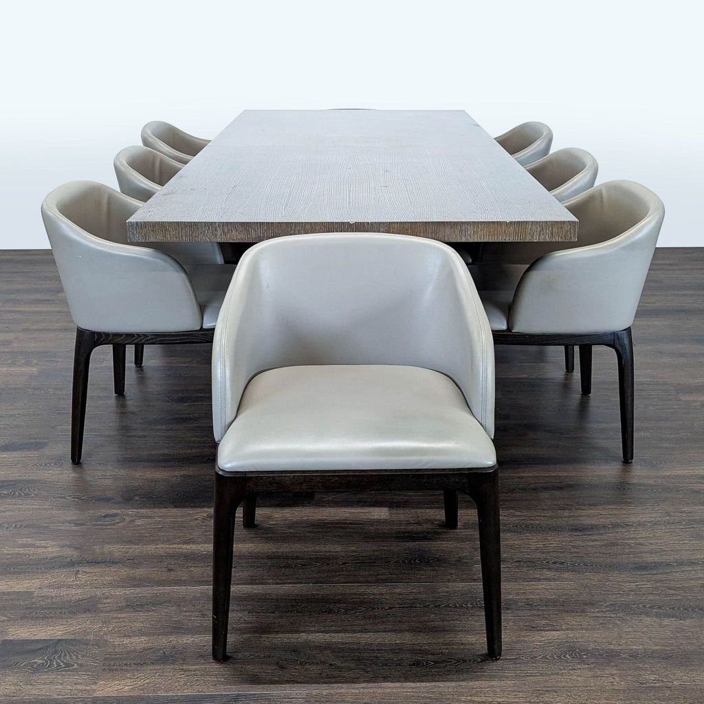 Moniker Home Modern Extendable Dining Table  with  8 Restoration Hardware Leather Chairs - Accepted Offer (25.51% discount)