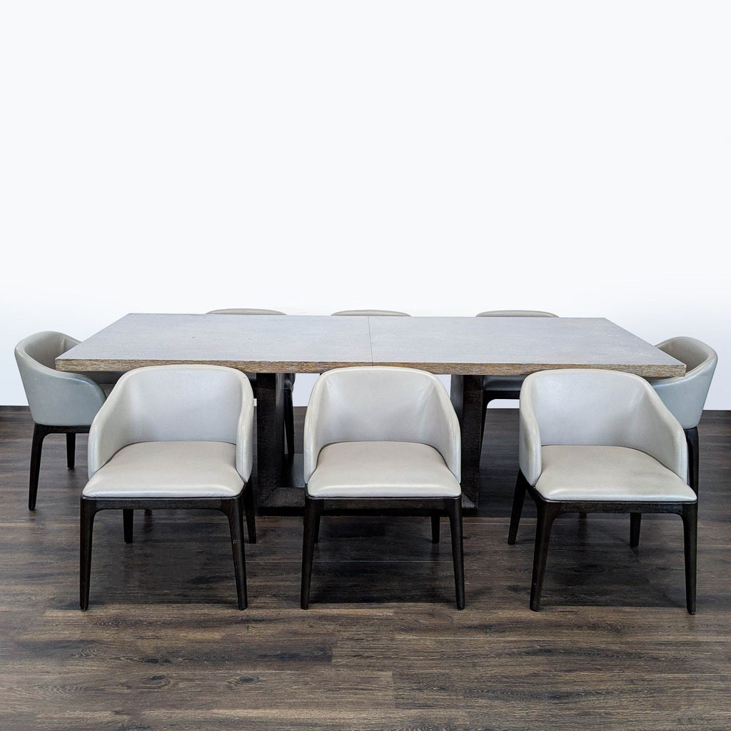 Moniker Home Modern Extendable Dining Table  with  8 Restoration Hardware Leather Chairs - Accepted Offer (25.51% discount)