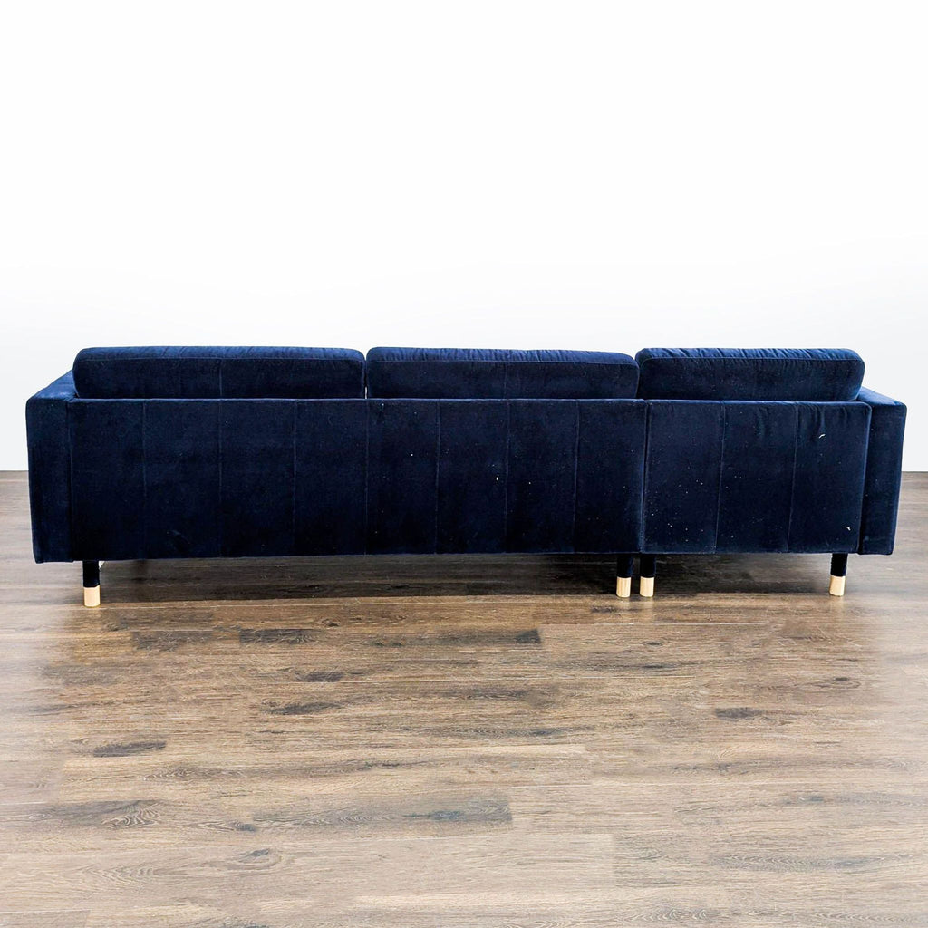 IKEA Morabo Navy Blue Sectional Sofa with Chaise – Modern Tufted Velvet