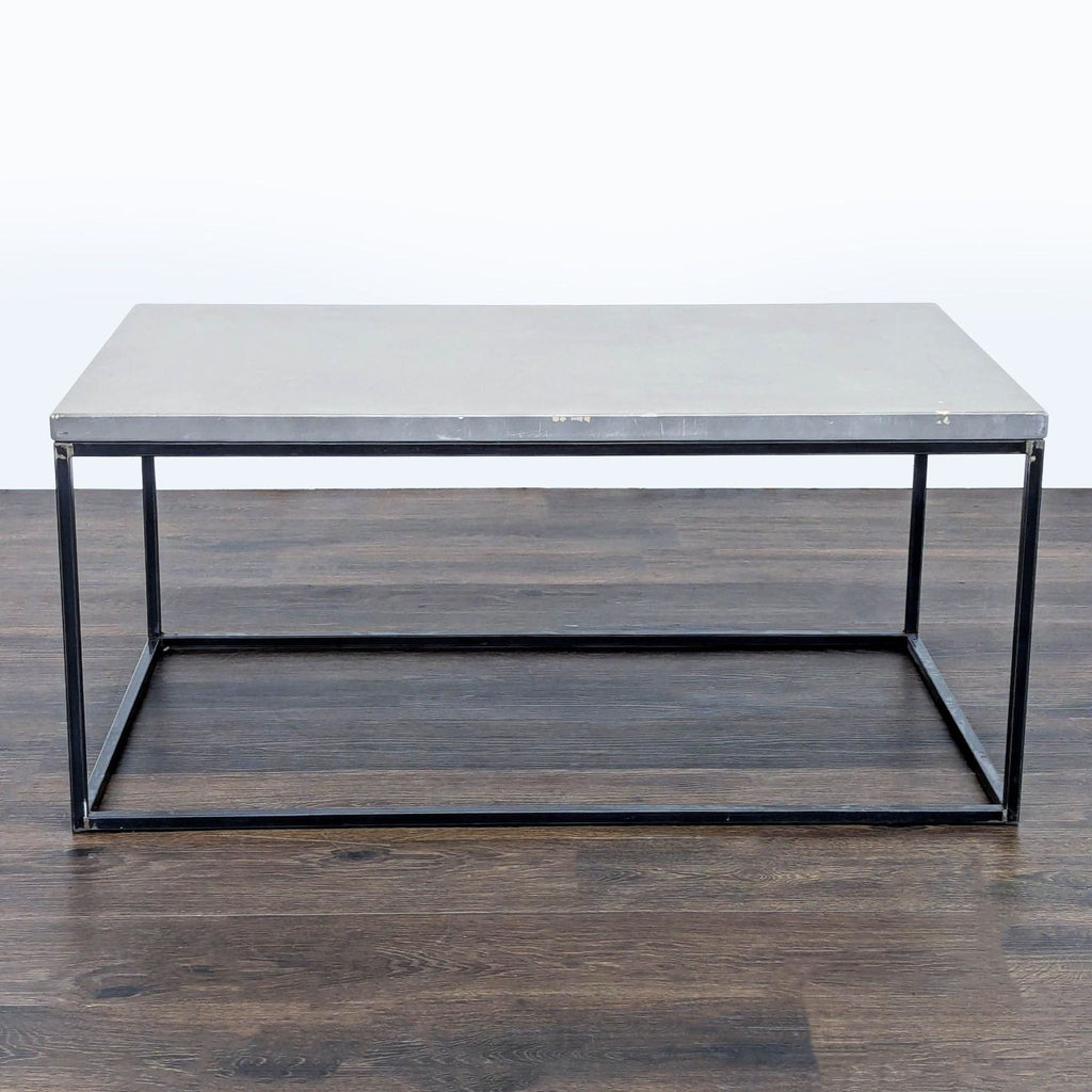 Wood Top Coffee Table on Metal Box Frame