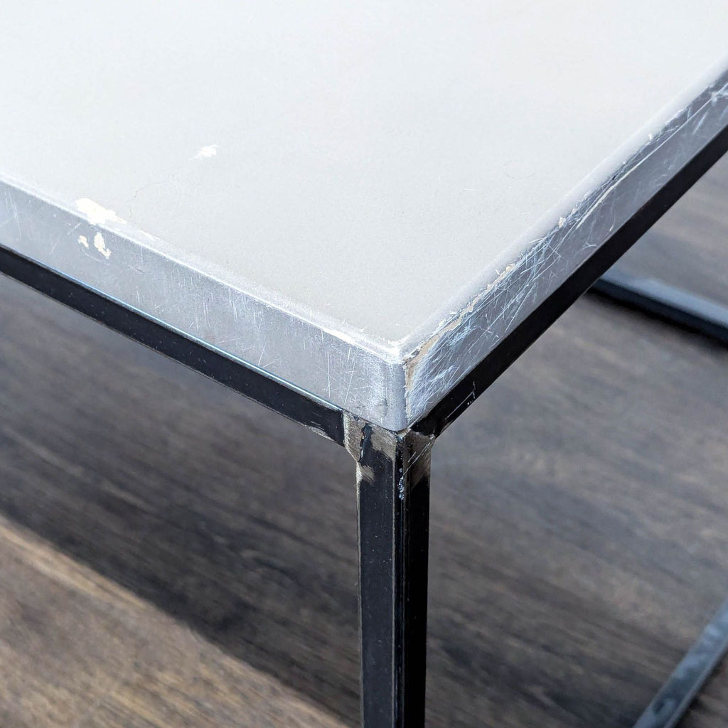 Wood Top Coffee Table on Metal Box Frame