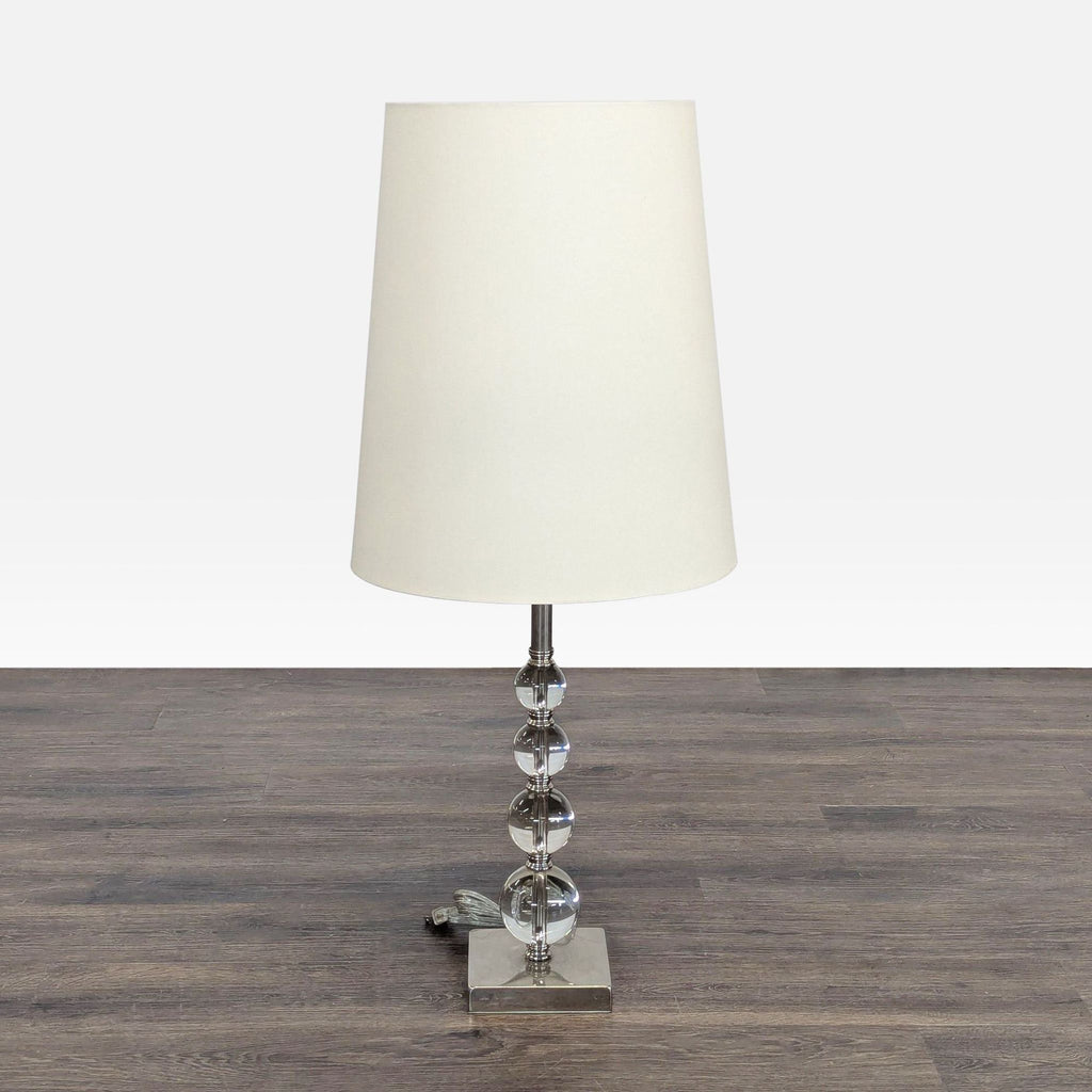 Ikea Modern Table Lamp with Clear Glass Ball Base and White Shade