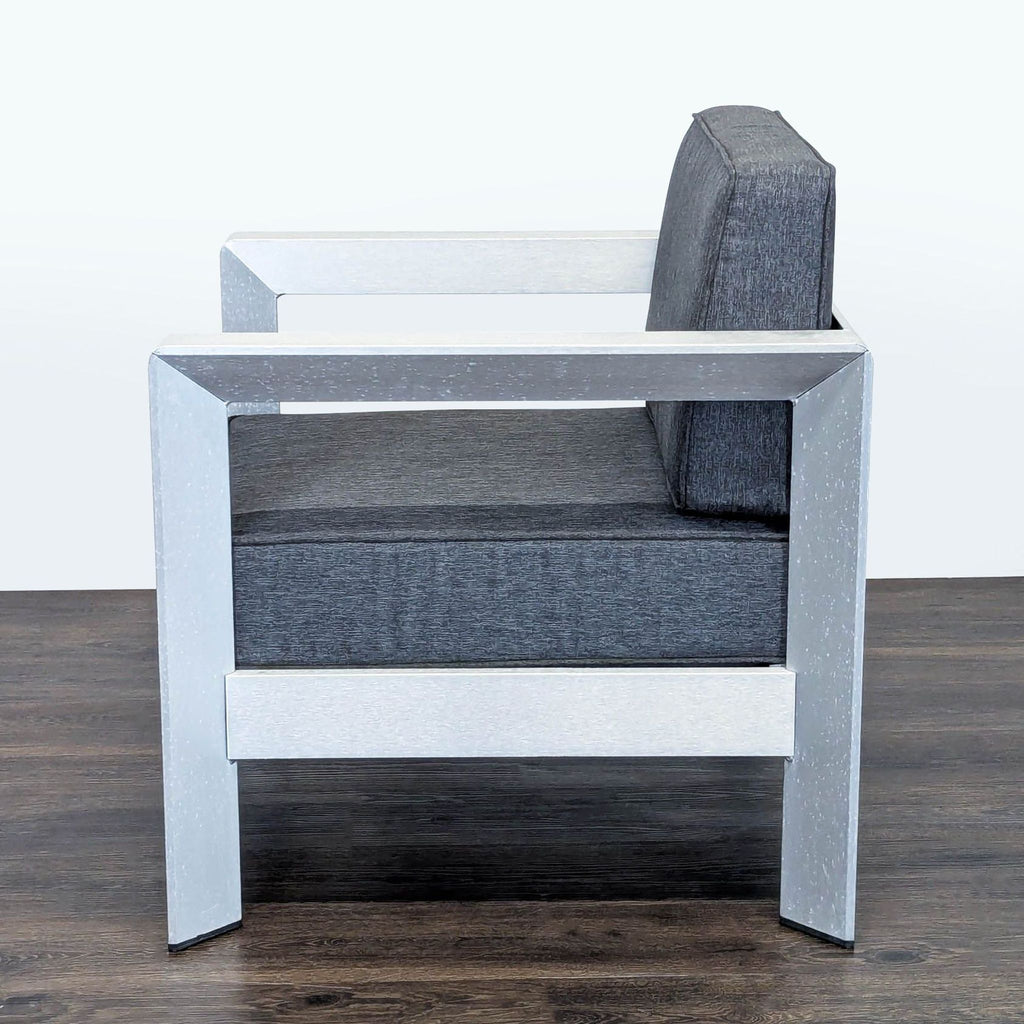 Christopher Knight Aviara Modern Outdoor Armchair with Aluminum Frame and Dark Gray Cushions