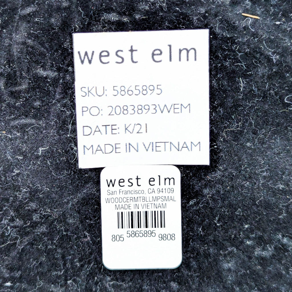 West Elm Modern Ceramic Table Lamp with Wooden Base