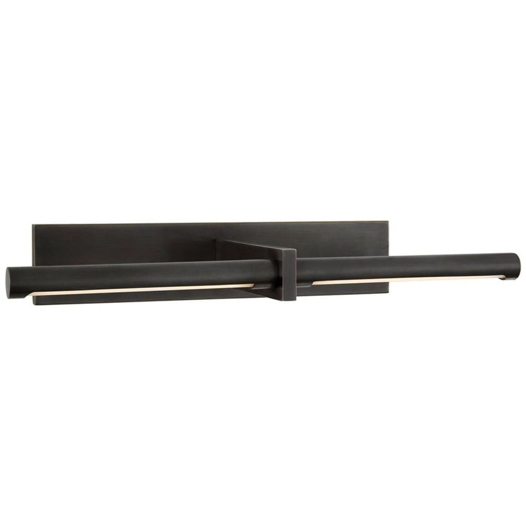 Bronze-finished Visual Comfort picture light showcases modern style, ideal for art or photo illumination.