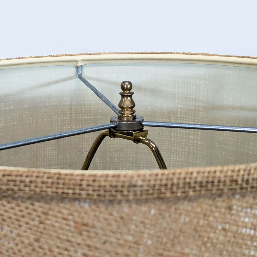 Modern Ceramic Table Lamp with Textured Brown Glaze and Fabric Shade