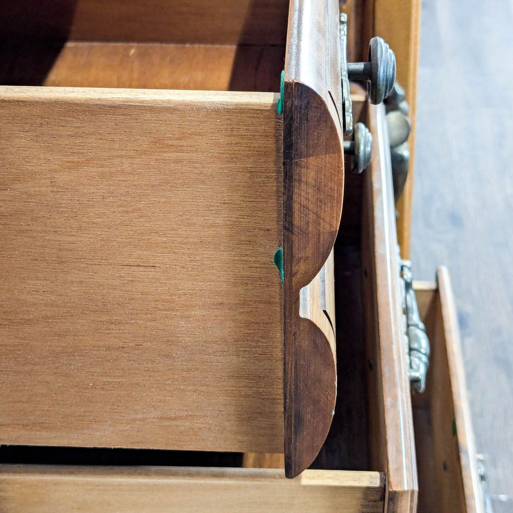 Solid Wood 10-Drawer Dresser with Central Cabinet and Vintage Handles