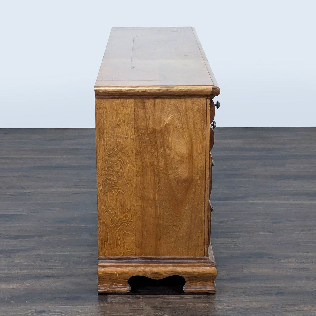 Solid Wood 10-Drawer Dresser with Central Cabinet and Vintage Handles