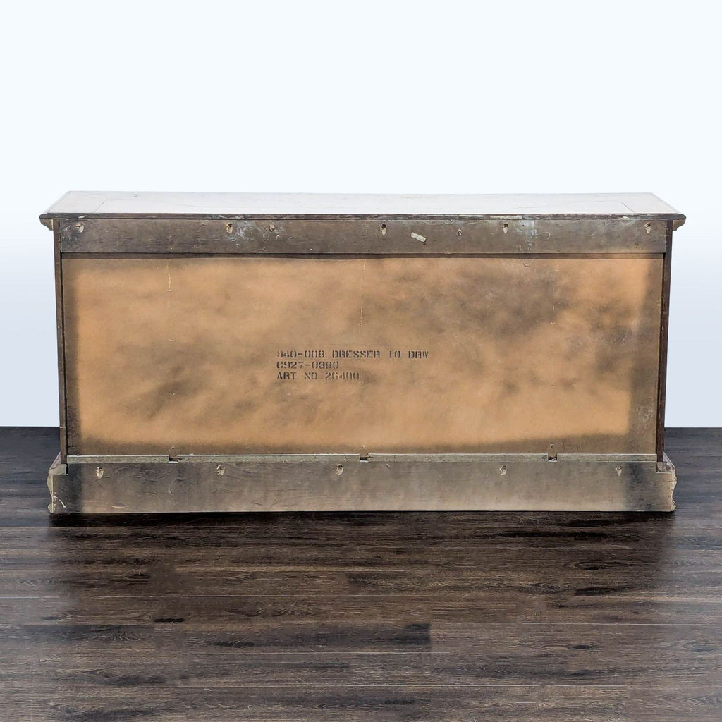 Solid Wood 10-Drawer Dresser with Central Cabinet and Vintage Handles