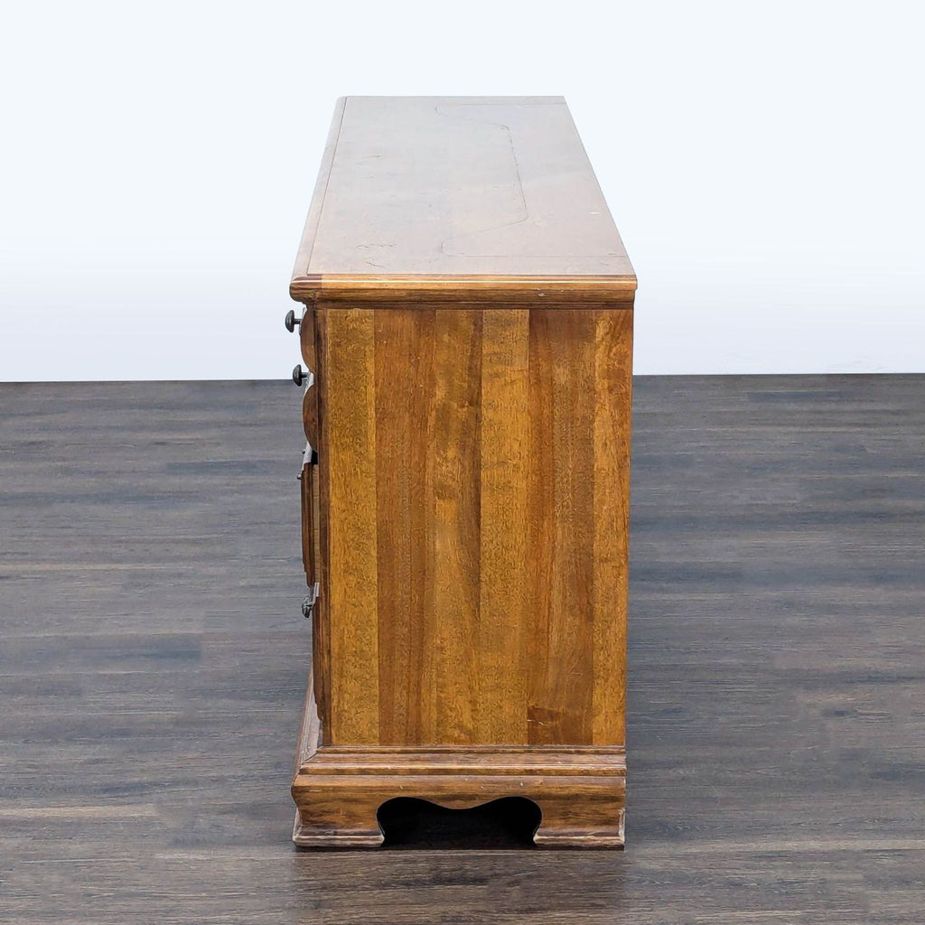 Solid Wood 10-Drawer Dresser with Central Cabinet and Vintage Handles