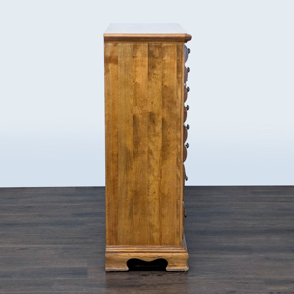 Vintage 8-Drawer Wooden Dresser with Cabinet and Decorative Handles