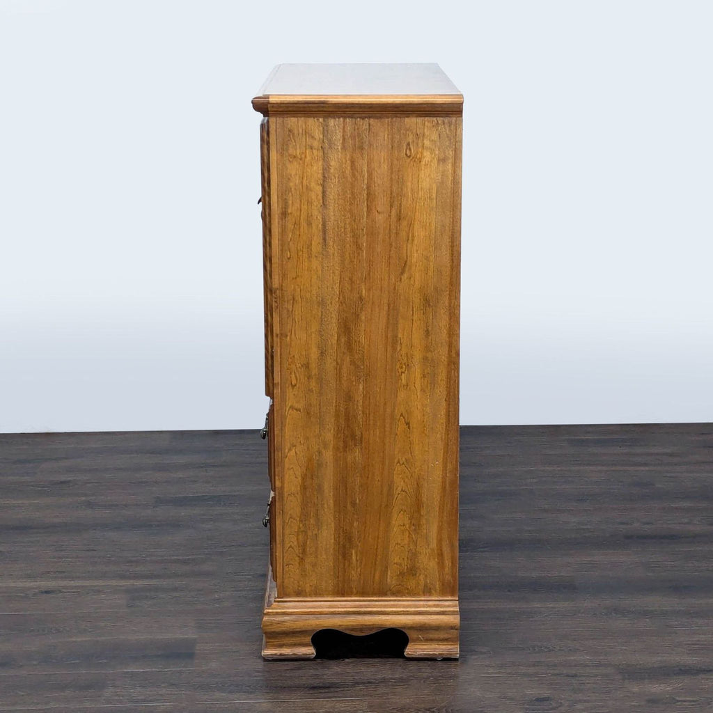 Vintage 8-Drawer Wooden Dresser with Cabinet and Decorative Handles