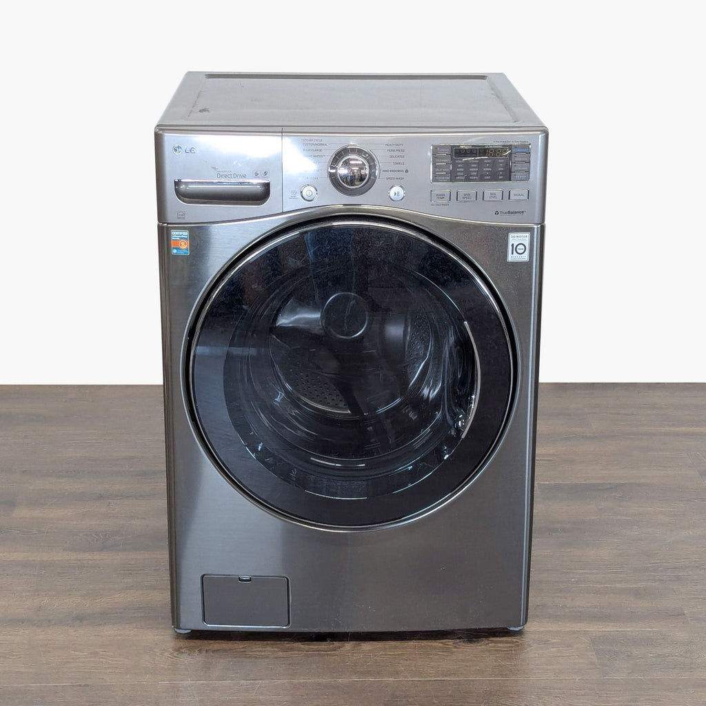 LG front load washer/dryer combo with stainless steel finish and intuitive control panel, gently used.
