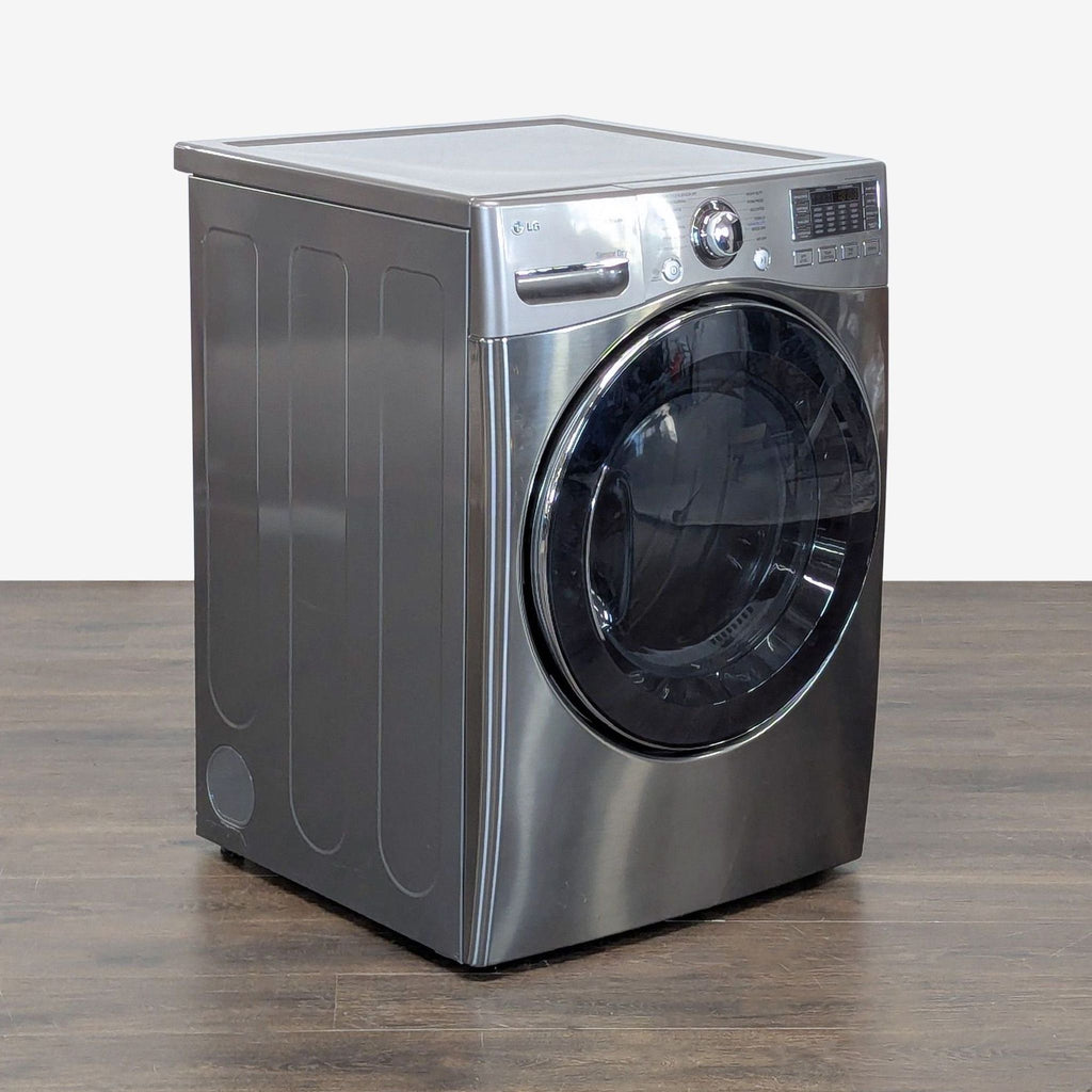 Modern LG washer/dryer unit featuring a large glass door, sleek controls, and efficient all-in-one laundry solution.