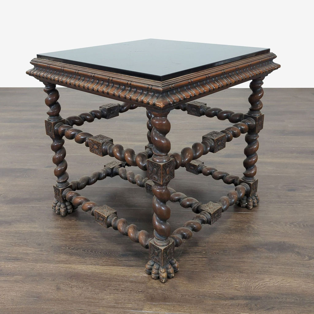 Vintage Glass Top Carved End Table - Accepted Offer (61.29% discount)