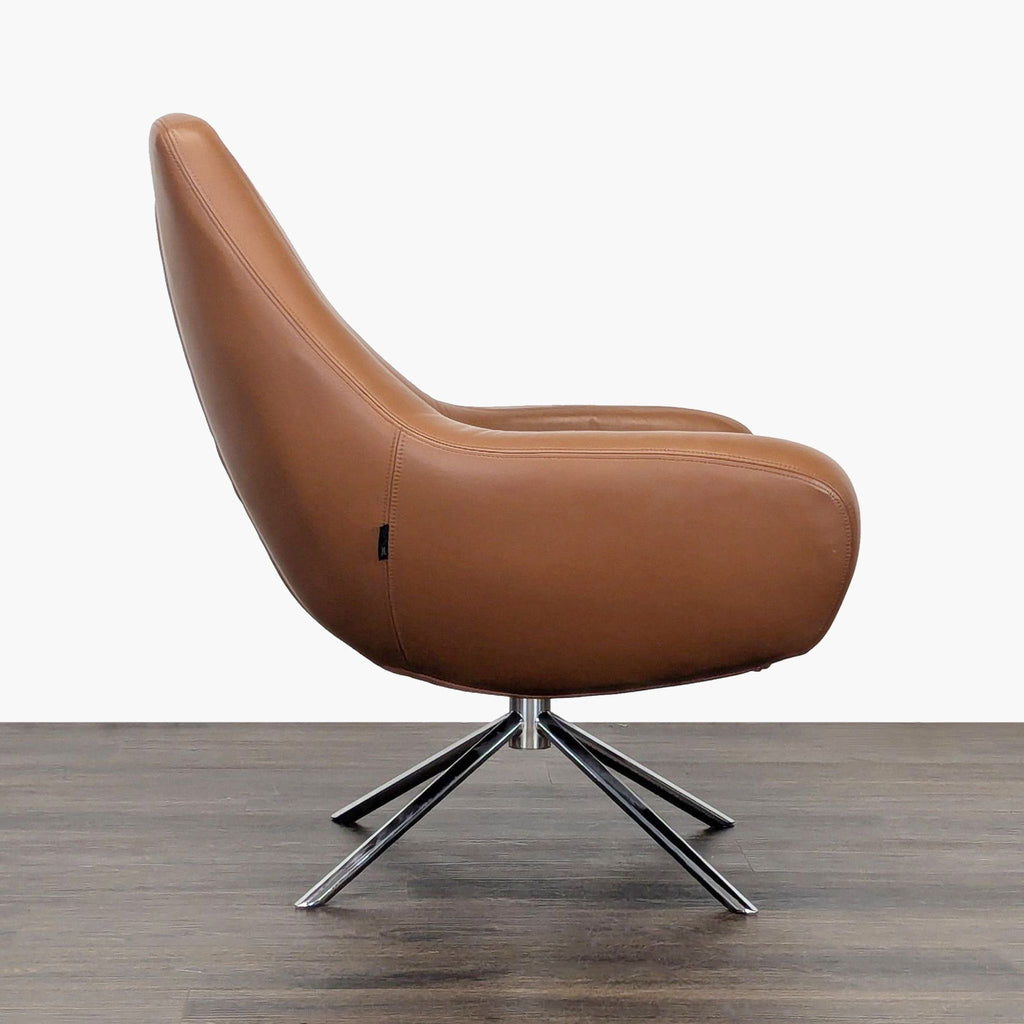 Design Within Reach Noomi Modern Brown Leather Lounge Chair