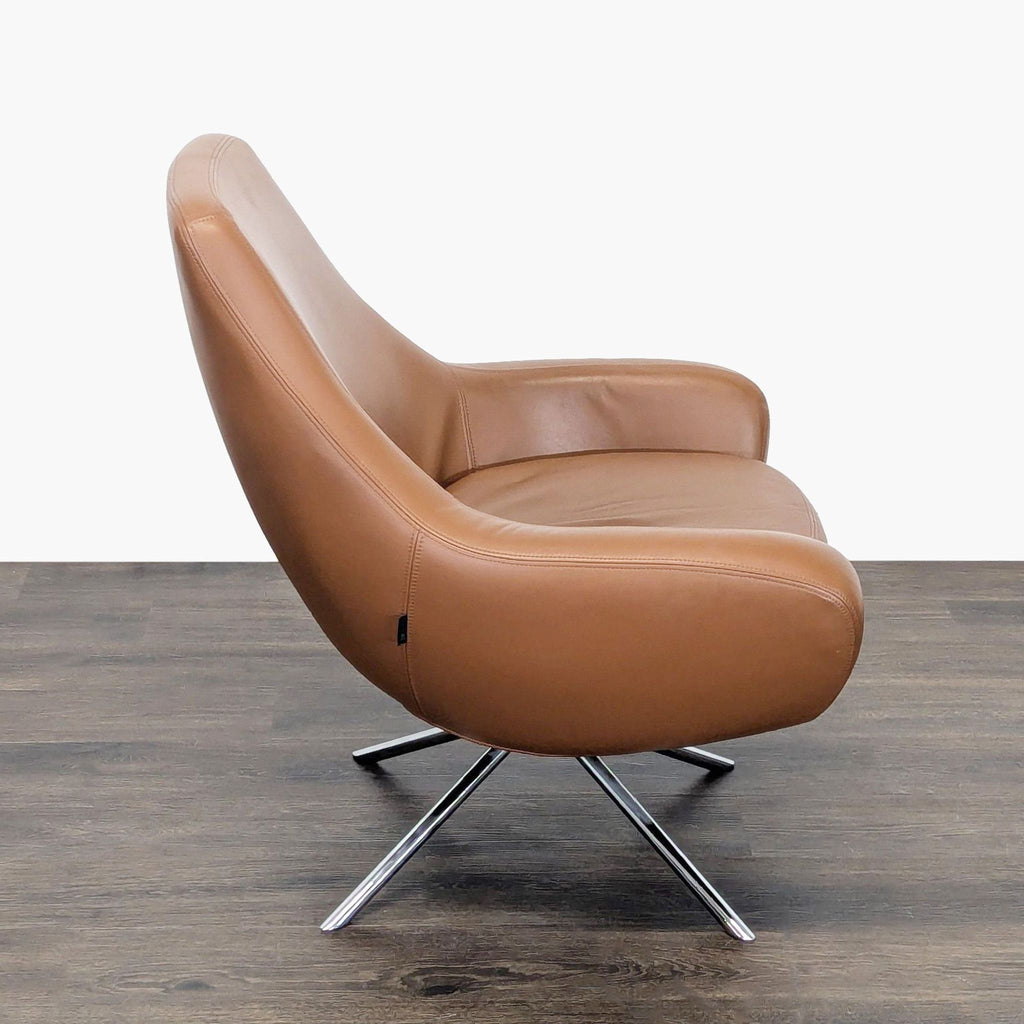Design Within Reach Noomi Modern Brown Leather Lounge Chair