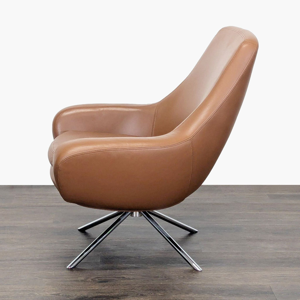 Design Within Reach Noomi Modern Brown Leather Lounge Chair
