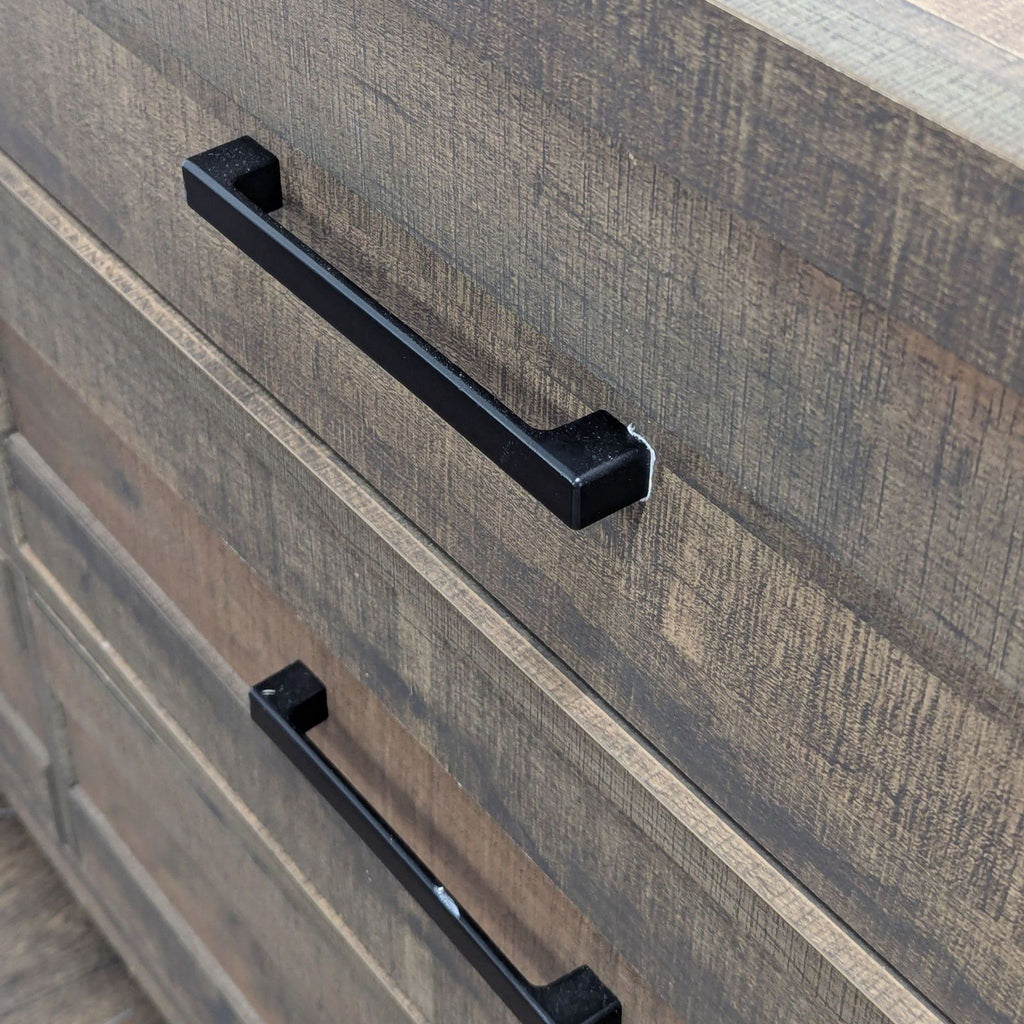 Crown Mark Modern Rustic 6-Drawer Dresser with Black Drawer Pulls