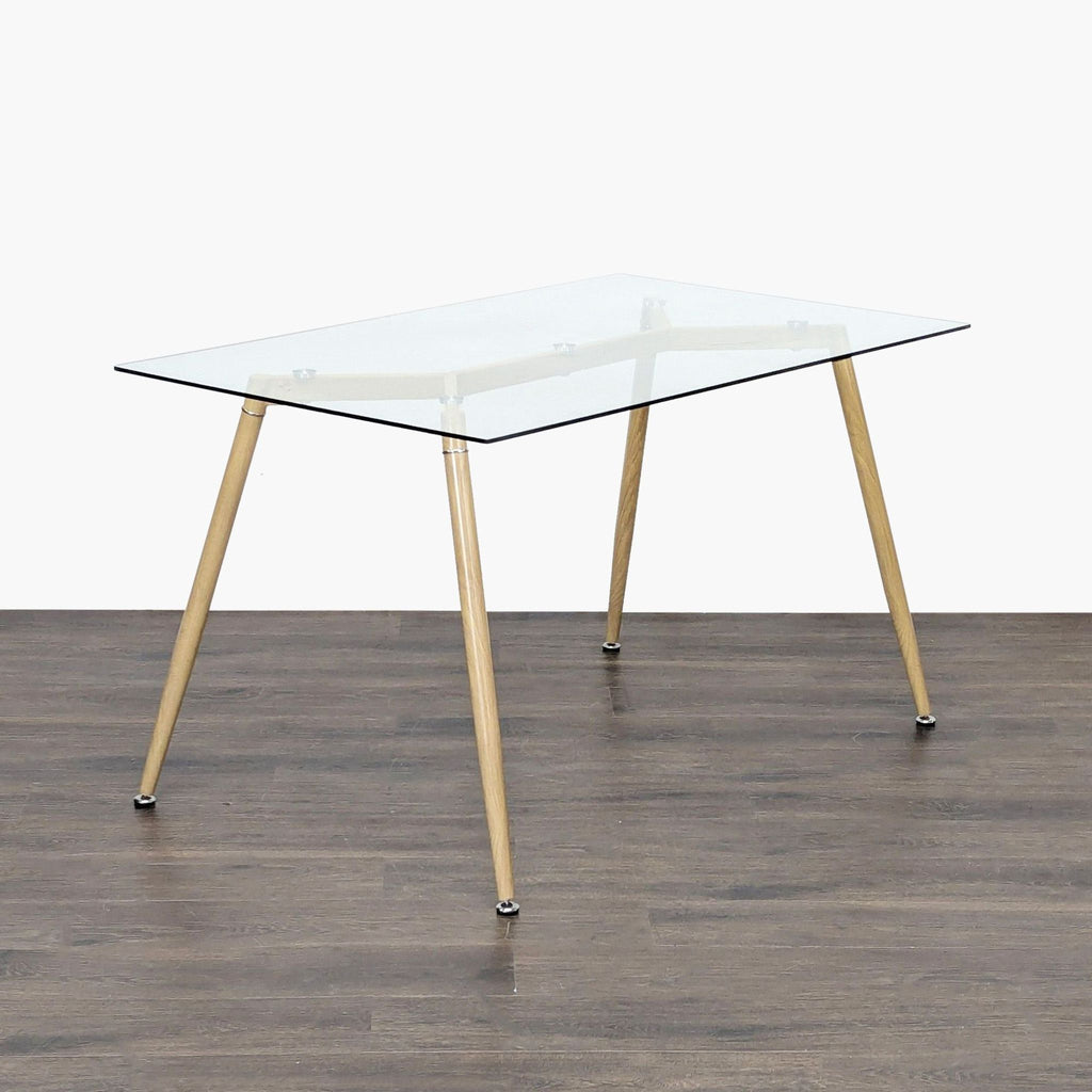 Glass Top Dining Table on Metal Base