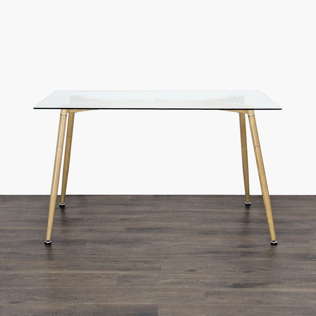 Glass Top Dining Table on Metal Base