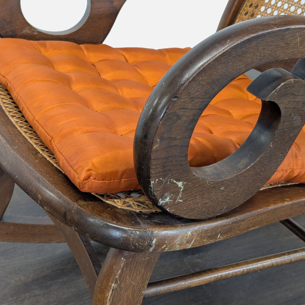 Vintage Bentwood  Rocking Chair with Cane Back and Orange Cushion - Accepted Offer (15.00% discount)