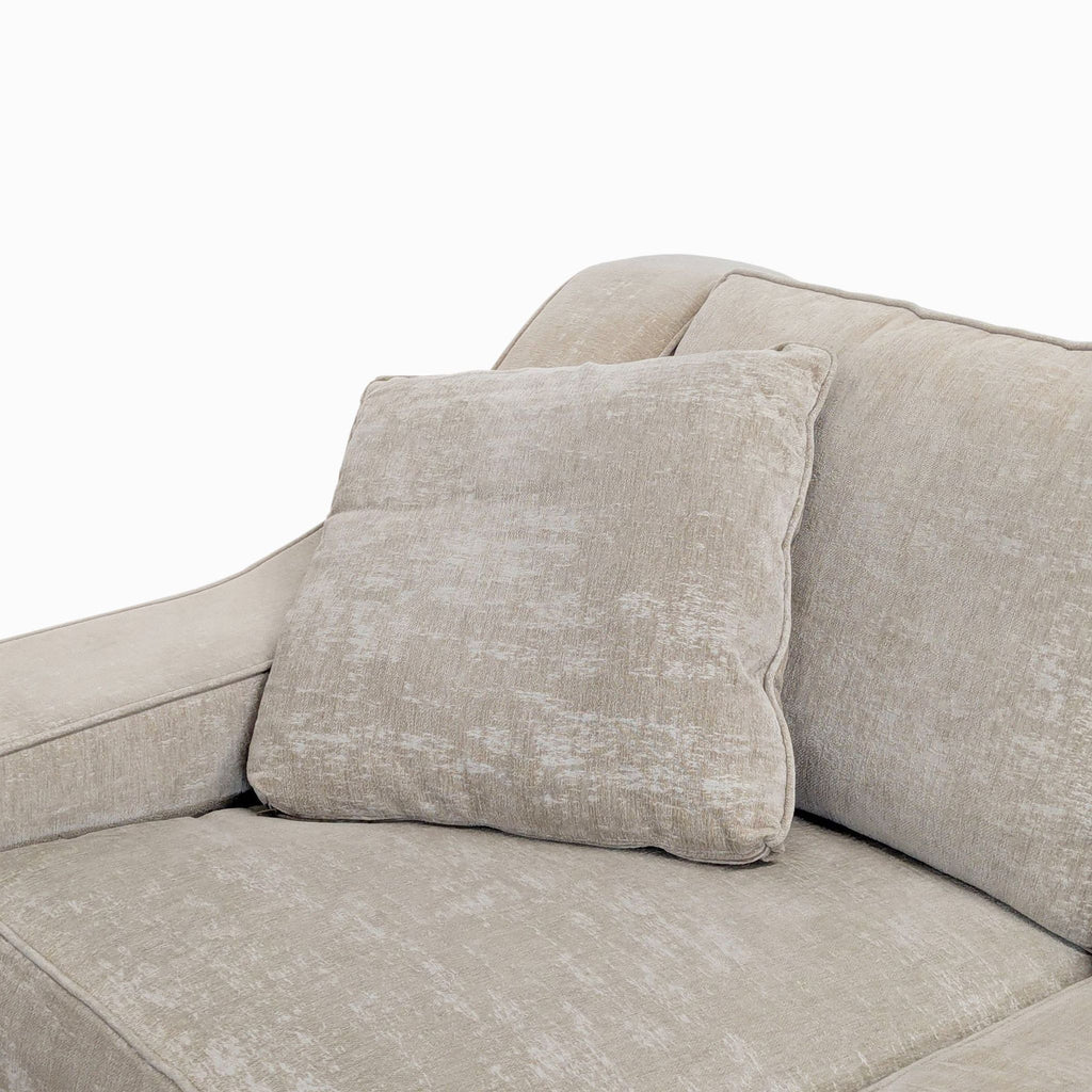 Modern Beige Sectional Sofa with Chaise and Throw Pillows