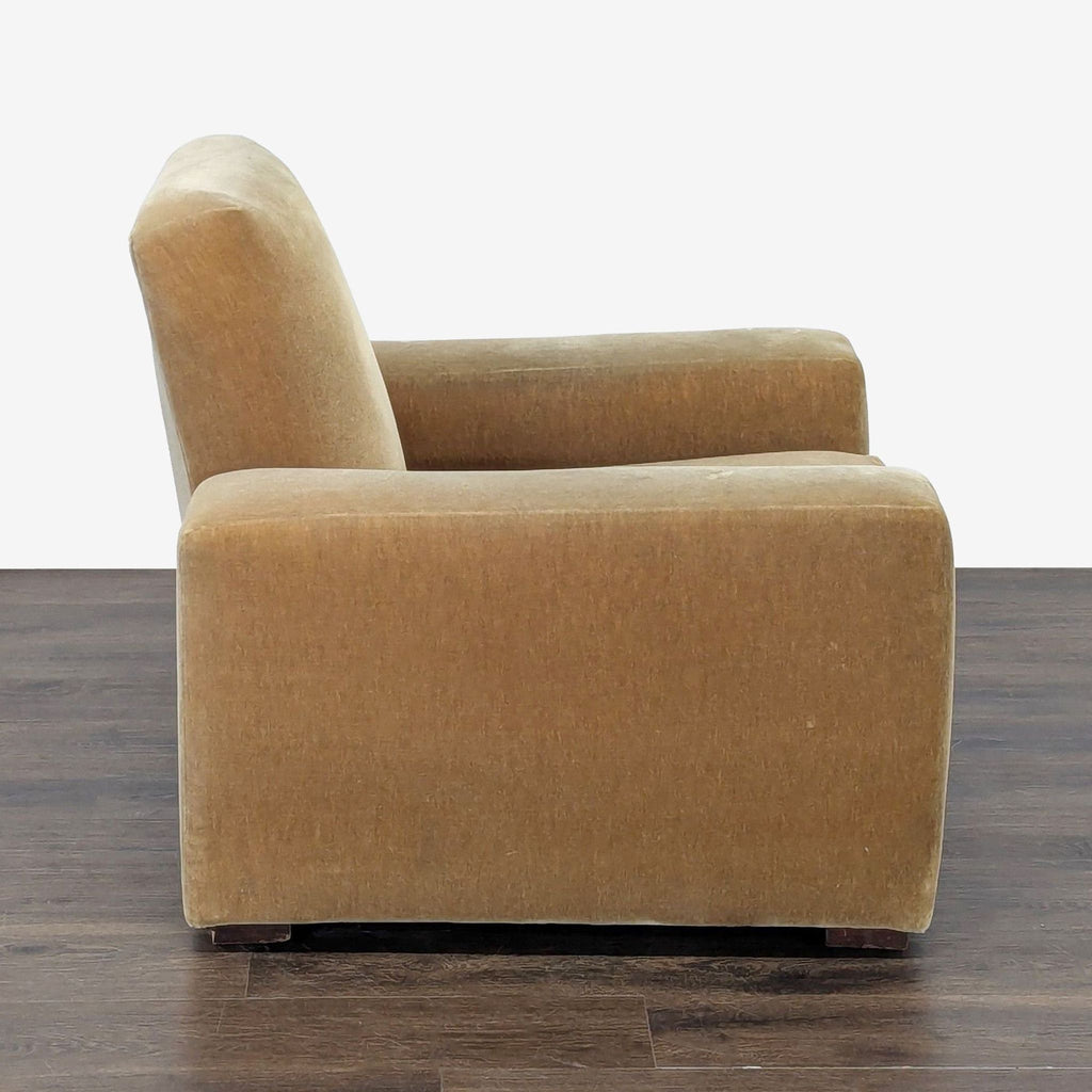 Cozy Mustard Brown Velvet Lounge Armchair with Plush Cushions