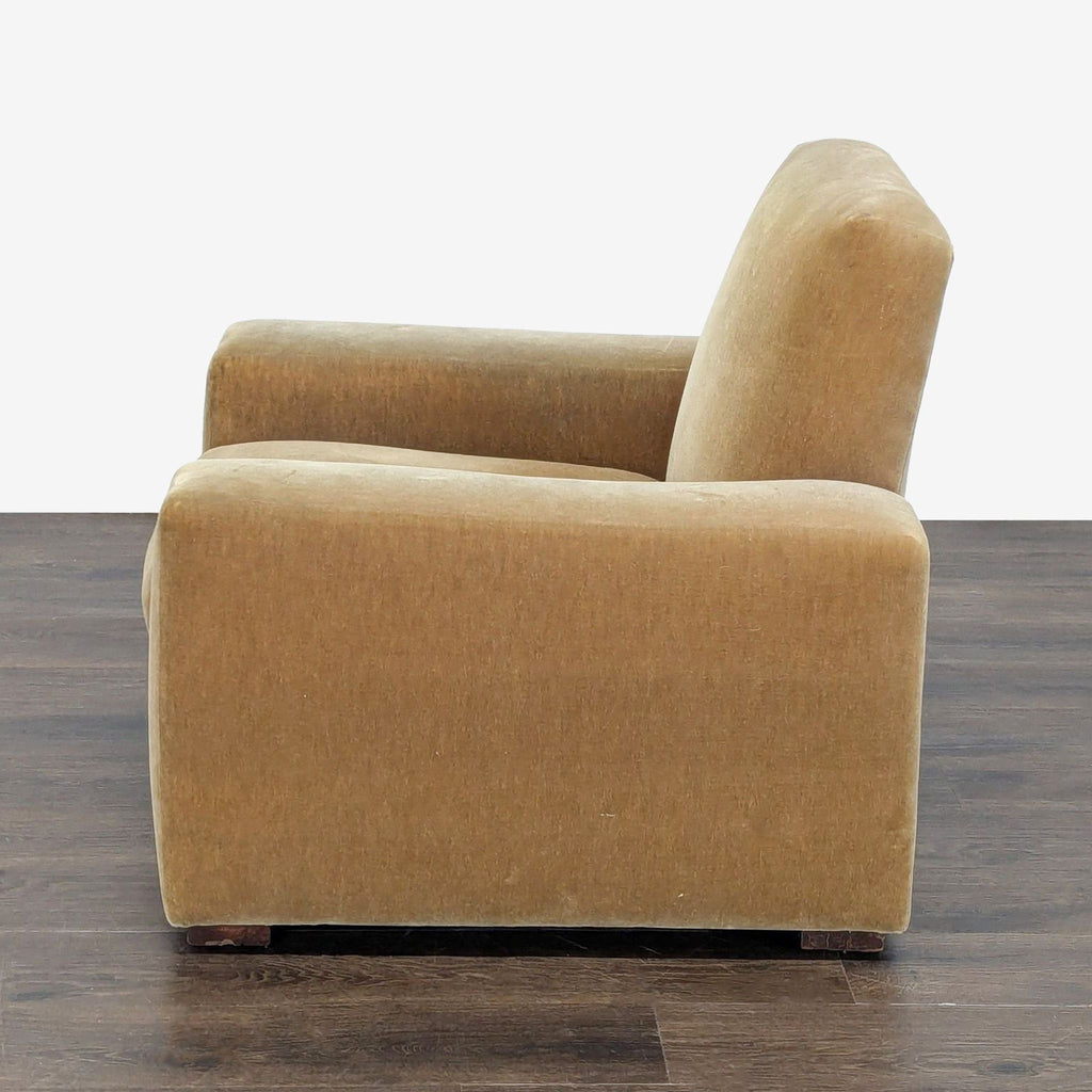Cozy Mustard Brown Velvet Lounge Armchair with Plush Cushions