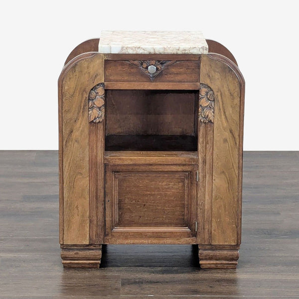 Antique Deco Nightstand with Marble Top