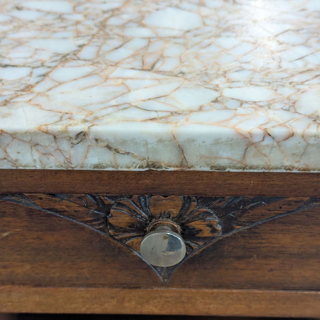 Antique Deco Nightstand with Marble Top