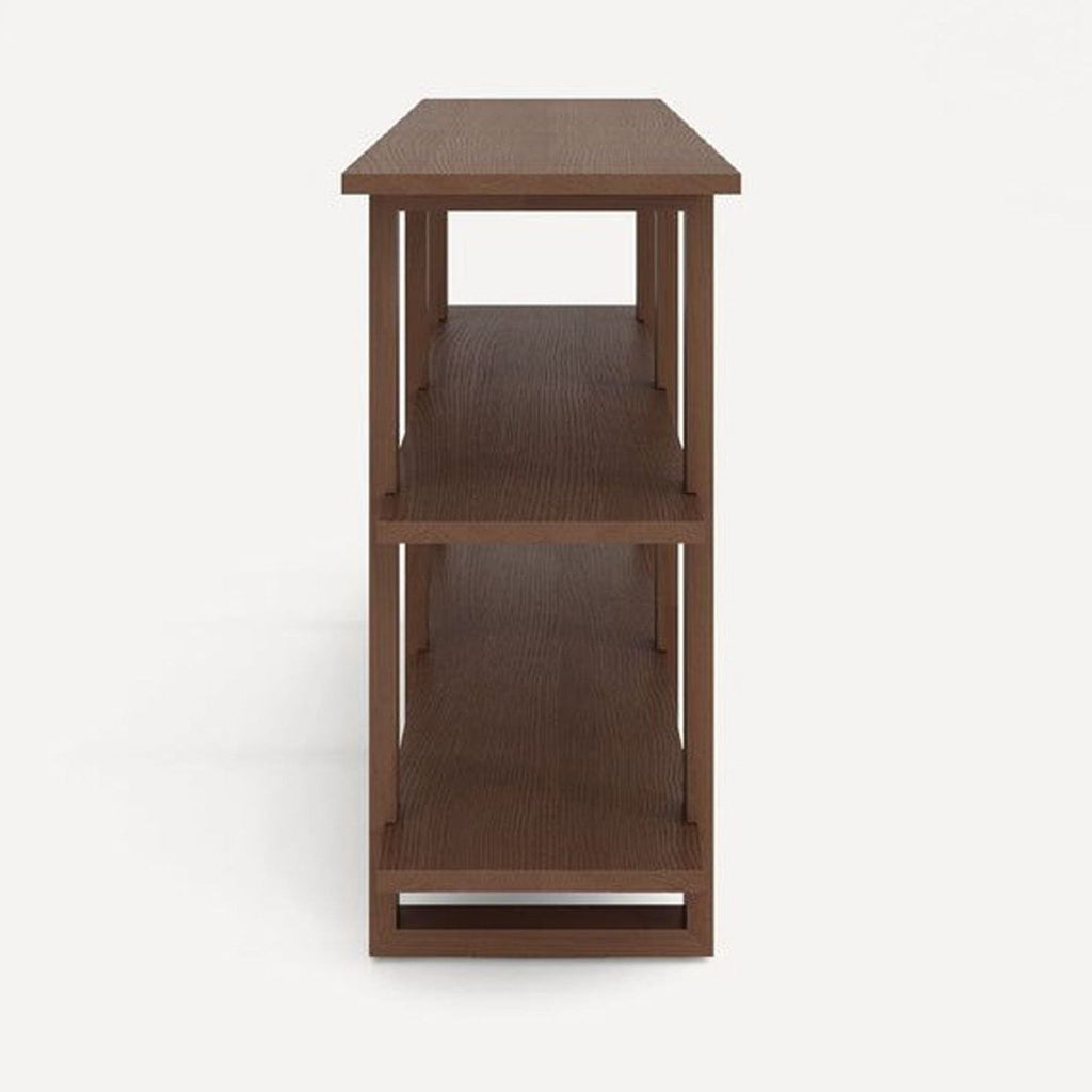 Compact Shaker-style console table by Burrow, crafted from ash in a walnut finish.