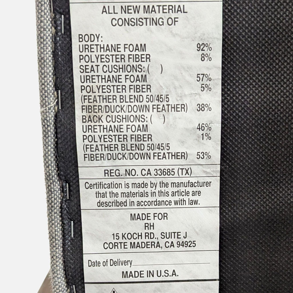 Restoration Hardware Madison Modern 3-Seat Sofa in Light Gray Fabric